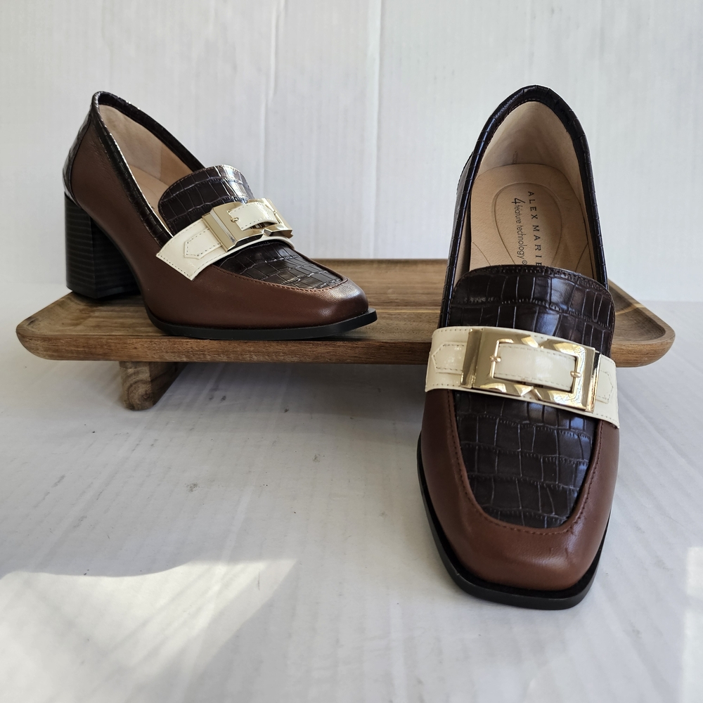 Alex Marie Brown and Cream Loafers